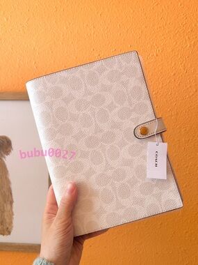 NWT📝Coach Notebook In Signature Canvas White Chalk CZ198 Journal Office School